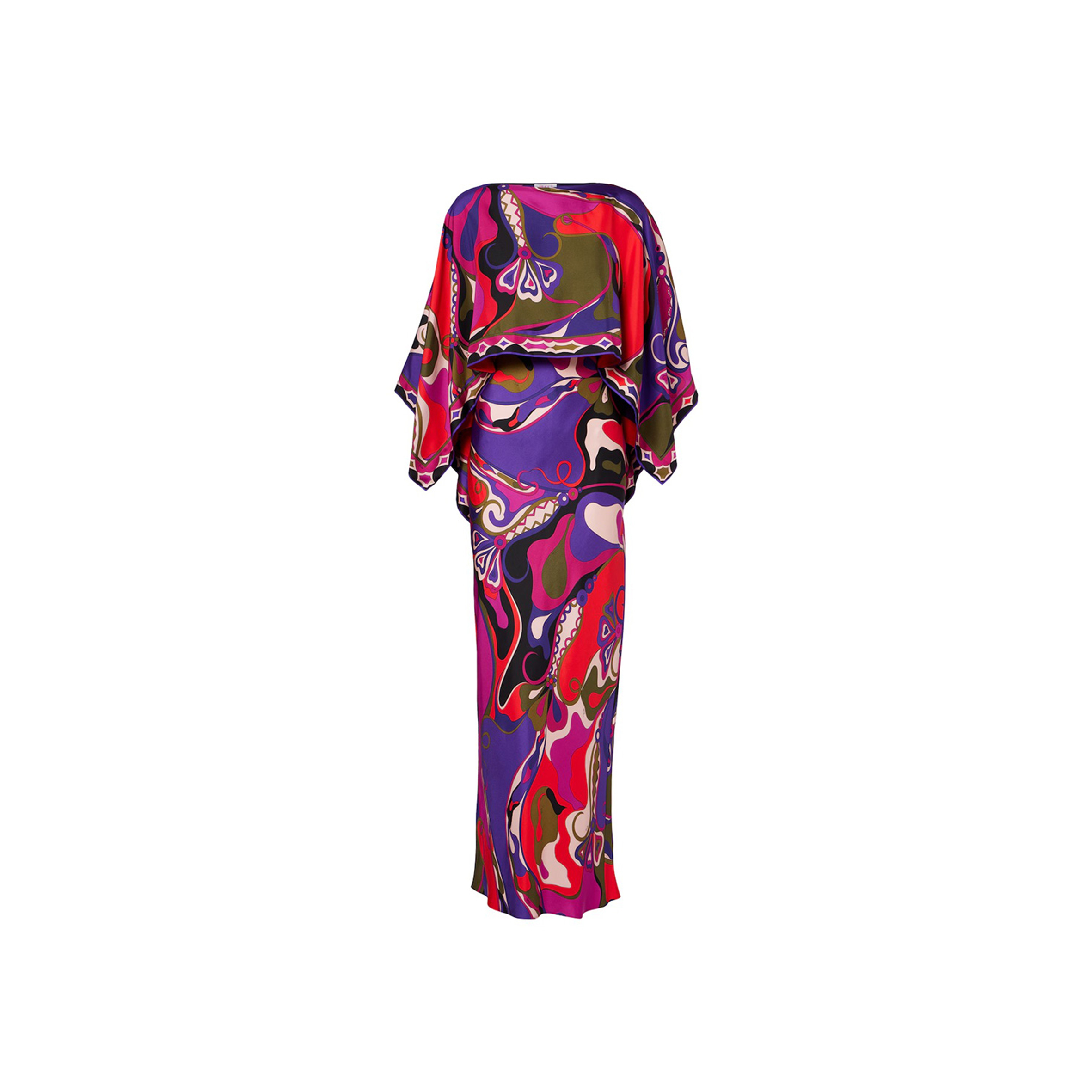 PUCCI ORCHIDEE SILK SLIP DRESS AND CAPE SET